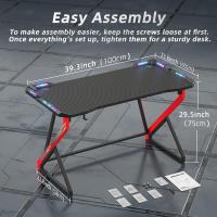 Mesa de Juegos LED 100x60cm Diseño Ergonómico para Ordenadores Marco de Carbono Fibra - details 2