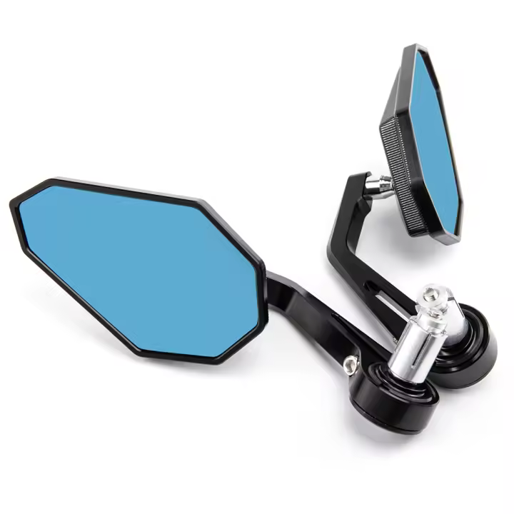 Black Motorcycle Bar End Mirrors Side 22MM 7/8" Handlebar Mirror Universal Rear View For Street Bike Cafe Racer - 1