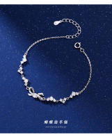 S999 Pulsera con lazo de circón brillante, joyería de plata pura, ligera, versátil, elegante y dulce para chica - details 0