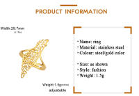 Anillo de Acero Inoxidable Dorado con Mapa de Palestina Ajustable para Hombres y Mujeres - details 1