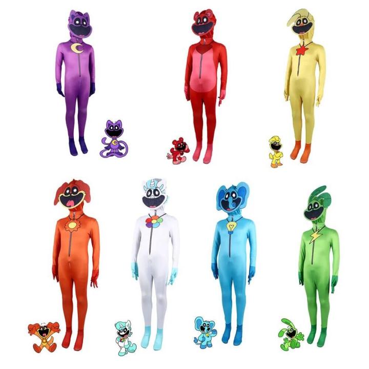 Disfraces de Cosplay de Criaturas, Mono de Gato Sonriente, Disfraz de Acción, Traje de Fiesta de Carnaval de Halloween para Niños y Adultos