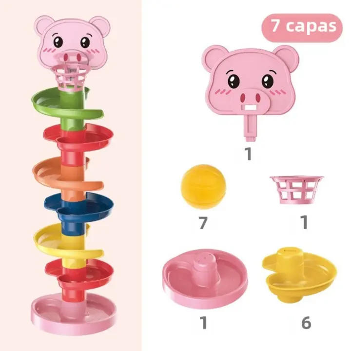 Juguetes Montessori para Bebés 0-36 Meses Juego Educativo Sensorial con Bola Rodante y Deslizante - 1