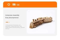 Modelo de Tren Retro 3D Set de Bloques de Construcción Creativa Mecánica para Adolescentes y Adultos Juguete Montessori DIY de Madera Coleccionables - details 7