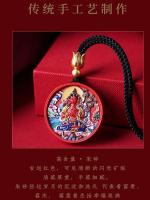 Colgante guardián de Buda Thangka pintado con cinabrio con alto contenido de colgantes del año del zodíaco del dragón de arena roja para hombres y mujeres - details 1