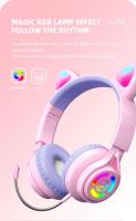 Auriculares con orejas de gato y luz LED RGB para niños y niñas, cascos inalámbricos con Bluetooth 5,3 para juegos, PC - details 2