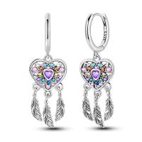 Pendientes coloridos de plata de circonio, cruz, calavera, torre de hierro, pluma estilográfica, taza de café, estrellas, regalos de mujer, joyería de boda - details 40