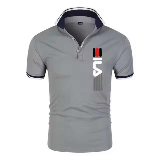 Polo con solapa estampada para hombre, Camiseta ajustada de manga corta, de negocios, informal, de alta calidad, a la moda, de v - 1
