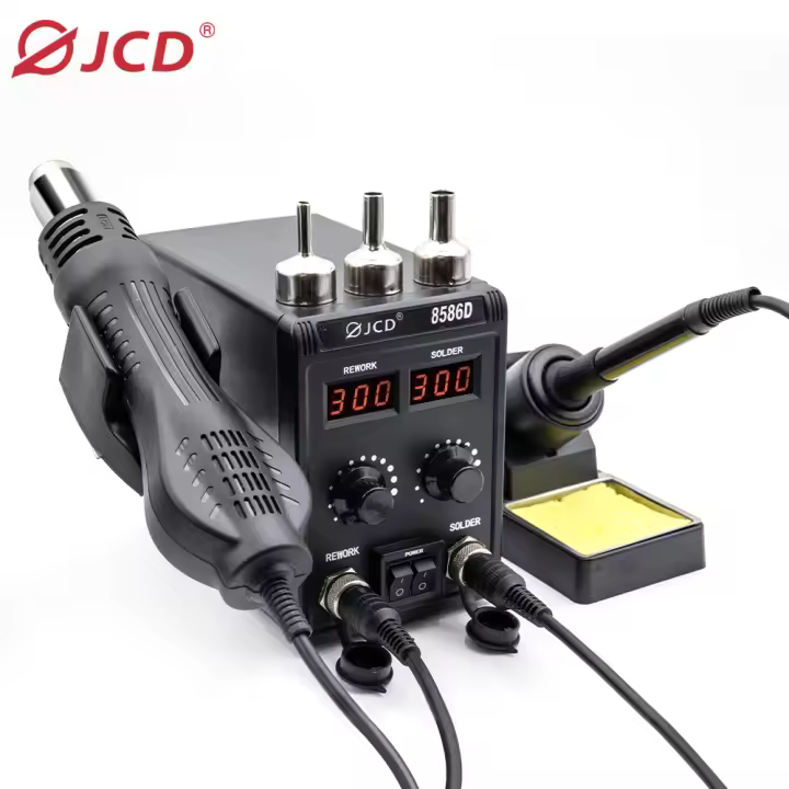 JCD BGA Rework Solder 2-in1 Soldering Station Hot Air Gun 8586D For Cell-phone SMD SMT IC Welding Repair Desoldering Tools - 1