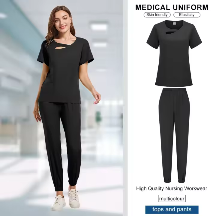 Ropa de trabajo de belleza para mujer, uniforme de enfermeras médicas, conjunto de bata quirúrgica, pantalones superiores de Spa, ropa de cuidador clínico, uniformes de enfermería, traje para correr - 1