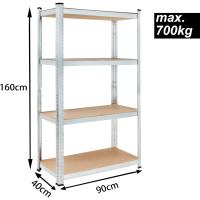 Estanterías metálicas de almacenamiento 160x90x40cm 700kg 4 estantes MDF organizador taller - details 11