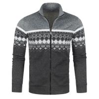 Chaqueta de jacquard fina e informal con cuello levantado de terciopelo para hombre, suéter de punto, nuevo estilo - details 10
