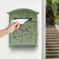 Cajas de correo vintage para casa, buzón montado en la pared, puertas, buzón verde de hierro, buzón artístico, entrega de paquetes para paredes de adorno de jardín exterior - details 4