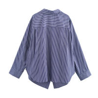 OUWU Blusa de algodón informal para mujer, ropa de otoño, con rayas y manga de murciélago - details 3