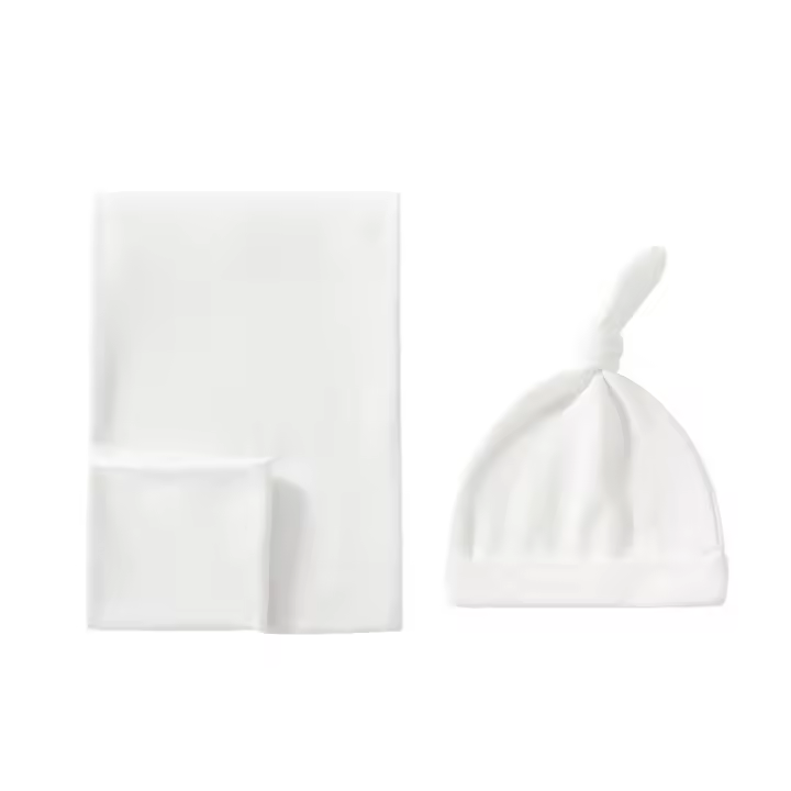 Traje de Pañales de Algodón 100% Manta Fular de Bebé de Doble Cara Juego de Gorro para Recién Nacido - 1