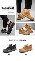 Zapatos deportivos de cuero para hombre, tendencia versátil, puntera ancha, suela gruesa antideslizante. - details 2