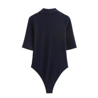 - Body de manga corta acanalado para mujer, body sexy con cuello en V y botones para fiesta y club, tops de cintura alta - details 3