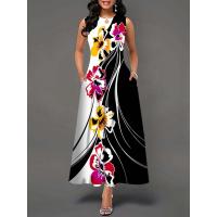 Women's Boho Long Dress Elegant Sleeveless Floral Print Casual Beach Party Summer Dress - details 21