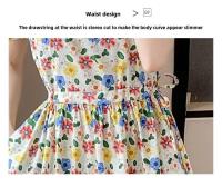 Elegante Vestido de Verano de Largo Medio Manga Corta, Estampado Floral, Vestido Liso Adelgazante - details 6