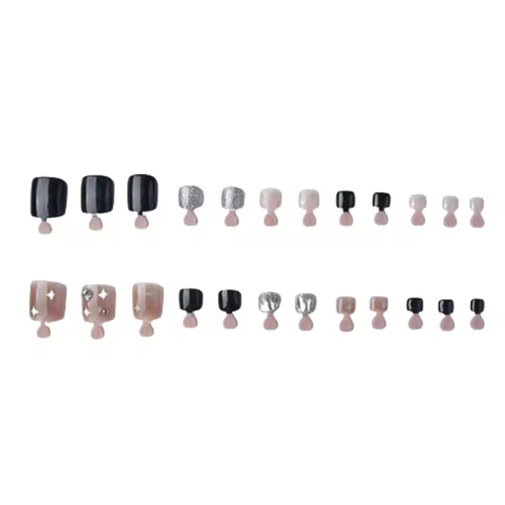 Uñas de Pies Falsas Negras Pieza de Salto de Gel Arte Decoración de Uñas para el Hogar DIY Belleza - 1