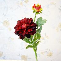 Crisantemo Artificial de 2 cabezas, flor de crisantemo de seda de tacto Real hecha a mano, flor de Dalia de simulación realista que no se decolora - details 13