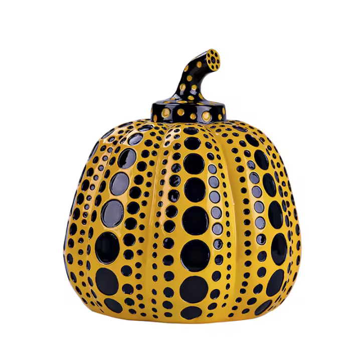 Planta Simple para el hogar Kusama Yayoi, adorno de calabaza, arte de lunares, decoración de porche, artesanías de resina - 1