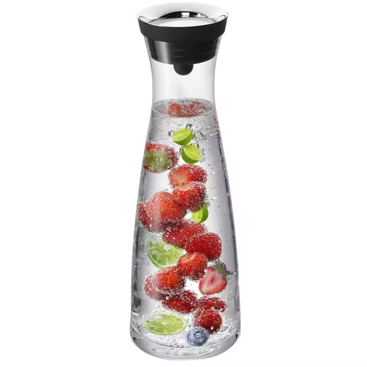 Botella de Agua de Vidrio de 1200ml Botella de Cristal con Tapa de Silicona - 1