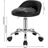 Silla de Oficina de Cuero Sintético Silla de Escritorio sin Brazos Taburete Giratorio para Sala de Masaje SPA Taburete de Tocador Blanco - details 10