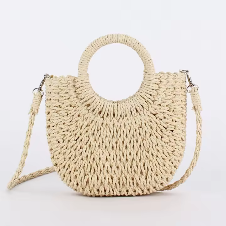 Bolso de Mujer de Cama Baja Bolso de Playa de Cuerda Tejida a Mano Bolso de Hombro de Alta Gama - 1