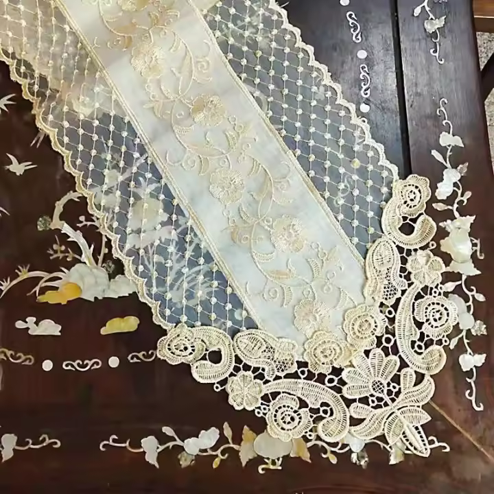 Mantel bordado europeo, camino de mesa de centro, cocina, champán, mueble de pared, terraza bonsái, decoración de fiesta, calefacción - 1