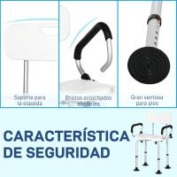 Silla Ducha Personas Mayores Silla para Ducha Taburete de Ducha Antideslizante con Altura Ajustable y Apoyabrazos Regulable Carga 136 kg - details 3