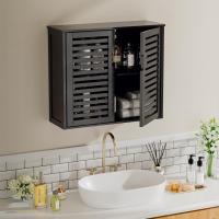 Armario de Baño de Pared con Puertas Muebles de Baño de Bambú Armario Colgante con Estante Ajustable Organizador de Almacenamiento de Ahorro de Espacio Sobre el Inodoro Blanco - details 11