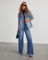Jeans de Pierna Ancha para Mujer 2025 Pantalones Denim Gris con Estilo Vintage - details 1