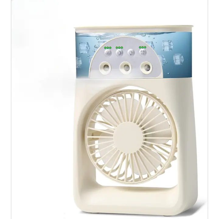 Mini Aire Acondicionado Portatil 4 en1,Mini Enfriador de Aire de 250ml,Refrigerador de Aire Móvil Ventilador USB,3 Velocidades,7 LED Climatizador Portatil para Dormitorios,Oficinas - 1