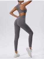Mono de Yoga con cremallera para mujer, chaleco sin mangas y pantalones ajustados para Fitness y entrenamiento - details 9