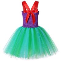 Vestido de sirena para niñas, vestido de fiesta de princesa de Halloween, falda tutú de tul de malla arcoíris, escala de pez de lentejuelas tres - details 25