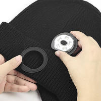 Gorro de punto inalámbrico con Bluetooth, gorro inteligente estéreo con luz LED, recargable, lavable, música, lana, Invierno - details 9