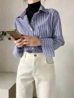 Blusas de Primavera-Otoño para Mujer Camisas de Manga Larga a Rayas Tops Moda de Estilo Coreano - details 3