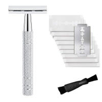 Barbero de Doble Cara Reutilizable para Mujeres y Hombres con 10 Aspas de Metal DE para Afeitar - details 0