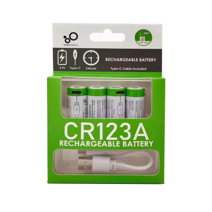 Baterías recargables Li-ion 3.7V 16340 para láser y linterna LED YTBNA 4PCS con cable Tipo-c para carga rápida - 1