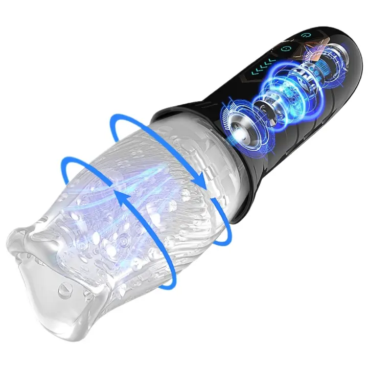 Entrenador de Placer Rotativo Automático Vibrador Oral Real para Hombres Copa de Espiral de Moción - 1