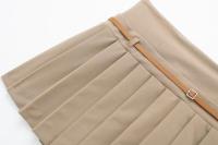 TRAFZA Falda Mini De Cuero Retro Para Mujer Verano 2024 Cintura Alta Empuñadura Chic Preppy Style Polyester Pleated Cierre De Cremallera Streetwear - details 6