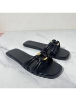 Zapatos de mujer Accesorios de metal negro Uso casual al aire libre Sandalias planas vacías traseras Zapatillas - details 3