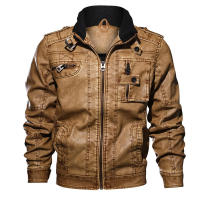 Chaqueta de cuero lavado 3D con cuello levantado para hombre, chaqueta de motocicleta de talla grande, otoño e invierno, nuevo - details 5
