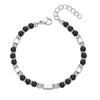 Pulsera de turmalina negra, pulsera de piedras preciosas para hombre y mujer, pulsera de perlas de turmalina de obsidiana auténtica, joyas de acero inoxidable, para elegancia con estilo - details 6
