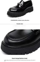 Zapatos casuales de cuero de vestir de diseñador para hombre, fáciles de usar, talla grande, nueva punta redonda alta - details 3