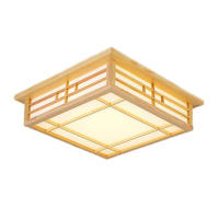 Lámpara de techo Lámpara de techo LED de madera japonesa Lámpara cuadrada Lámpara de sala de estar para dormitorio Pantalla de piel de oveja sintética de PVC Luces de techo 16 W Cálido - details 4