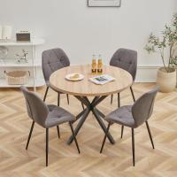 Mesa de Comedor Redonda con Tapa Moderna con Efecto Mármol, Mesa de Comedor de Cocina con Cuatro Patas de Metal, para Comedor, Sala de Estar,Blanco+GDL - details 17
