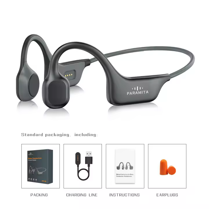 Auriculares inalámbricos de conducción ósea Real, audífonos deportivos impermeables IPX6 con micrófono para entrenamientos, correr, DG08 - 1