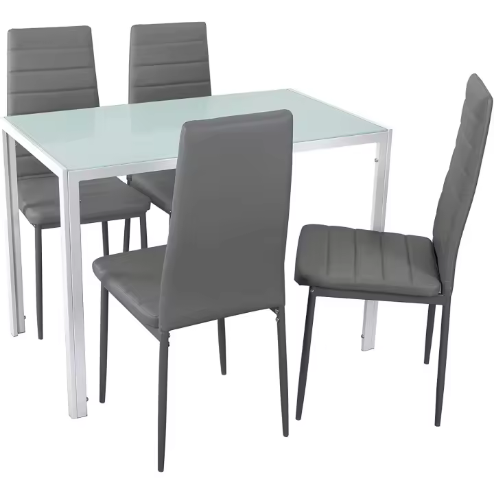 Conjunto de Mesa de Cocina 105x60 + 4 sillas Clasik (Negro-Negro) - 1
