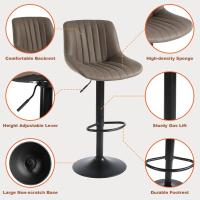 2, Taburete de Bar Giratorios de Altura con Respaldo, Taburete Alto Ajustable de Cuero PU, Taburete Cocina Moderna - details 1